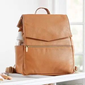 Custom Logo Waterproof Pebble Leather Classic Women Mommy Baby Nappy Diaper Bag Backpack