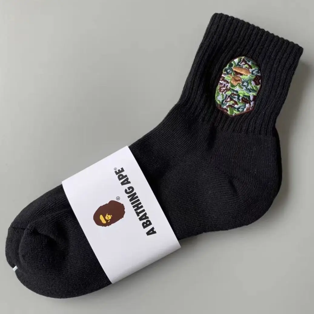 Custom Designer Embroidery Logo Fashion Sport Cotton Crew Bape Socks ...