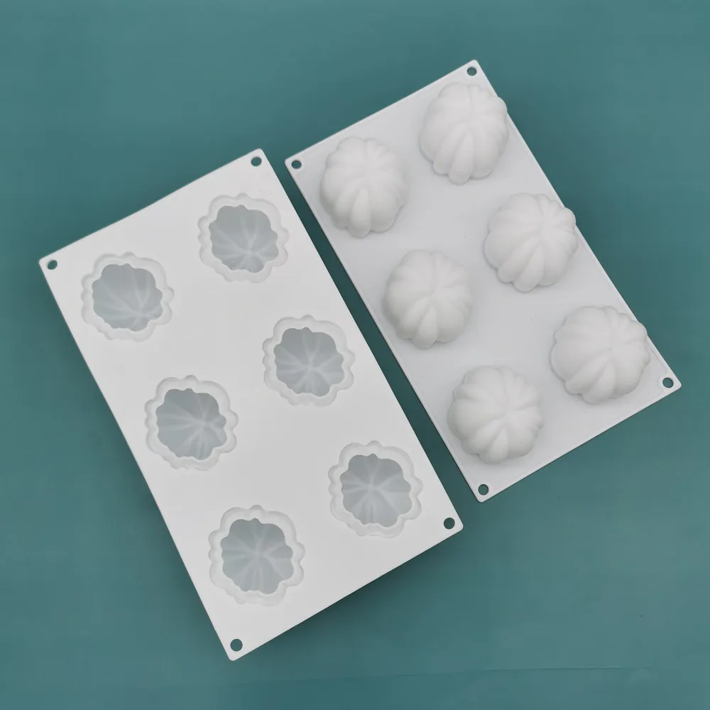 Handmade Halloween Six Grid Pumpkin Silicone Mold White French Mousse Cake and Baking Mold manufacture