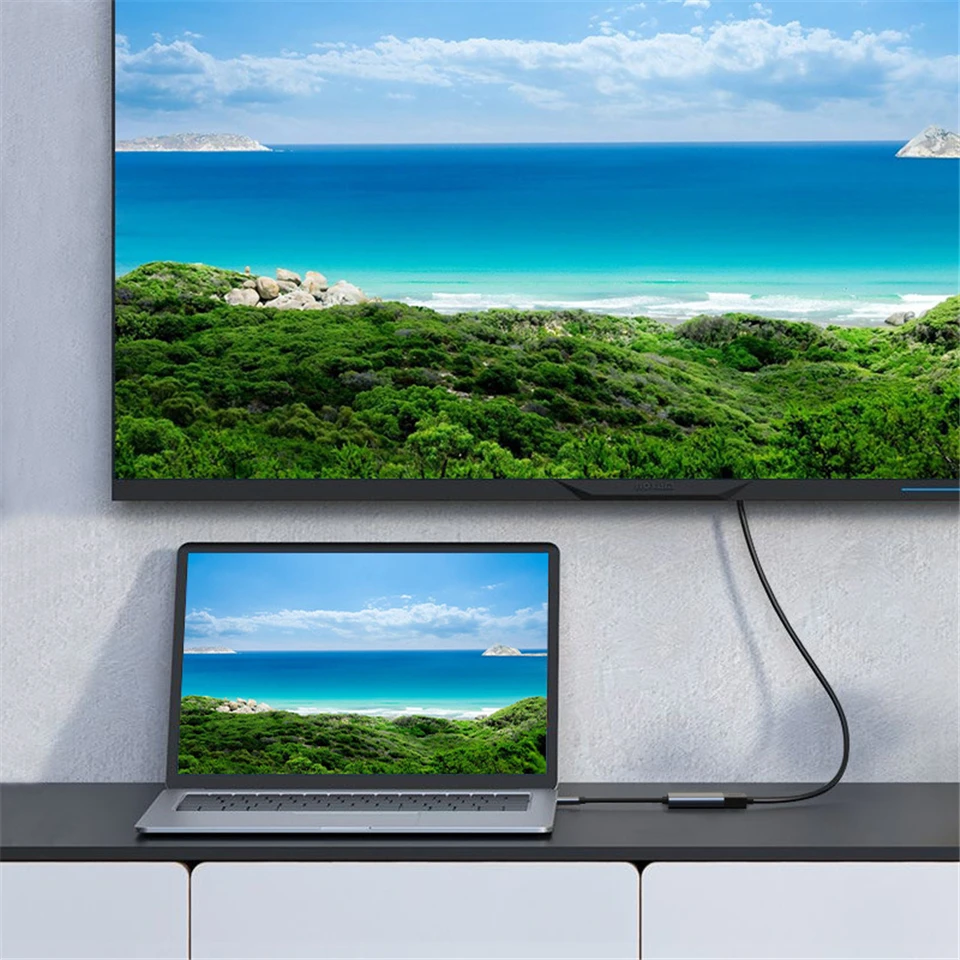 Adaptateur USB-C vers HDMI 4K, station d'accueil USB-C m&acirc;le vers HDMI femelle, c&acirc;ble convertisseur HDTV USB-C vers HDMI pour MacBook Pro et Samsung