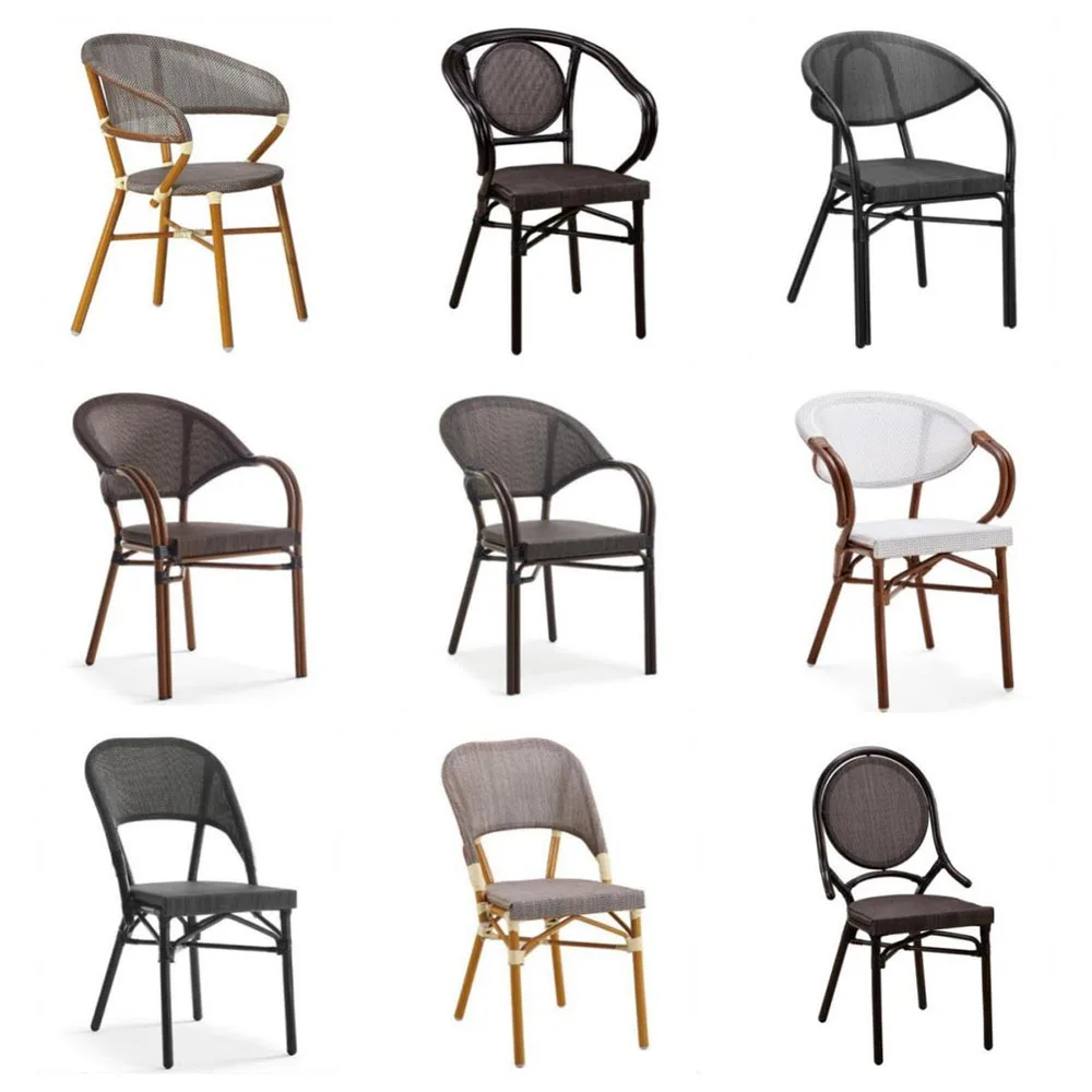product modern outdoor metal frame garden dining chairs waterproof stackable-3