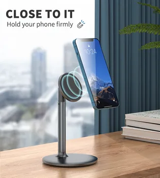 Desktop Cell Phone Stand 360 Rotation Magnetic Suction Stand Adjustable Angle Height Magnetic Phone Holder for Desk detail image