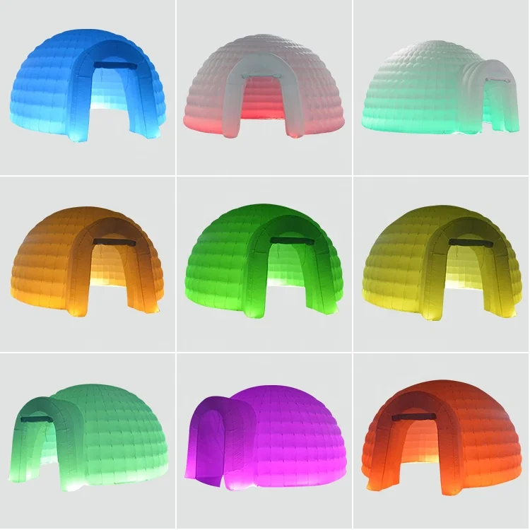 4m Customized Colors Inflatable Dome Tent With Led Light Party Advertising Inflatable Igloo Inflatable Dome Tent for Events