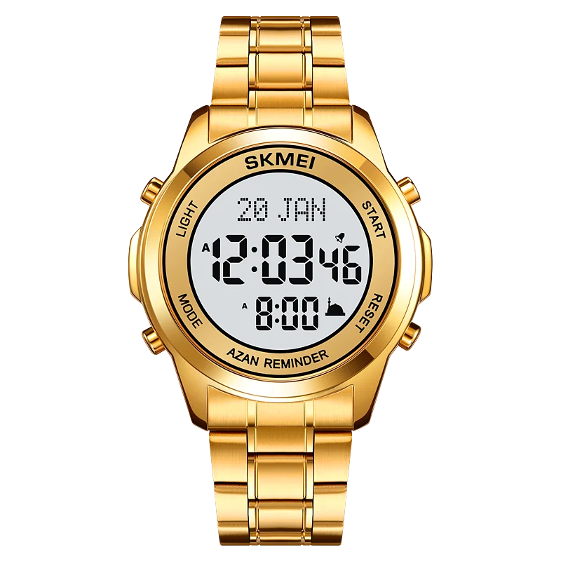 2097 Arabic Stainless Steel Digital Watches for Muslim Prayers
