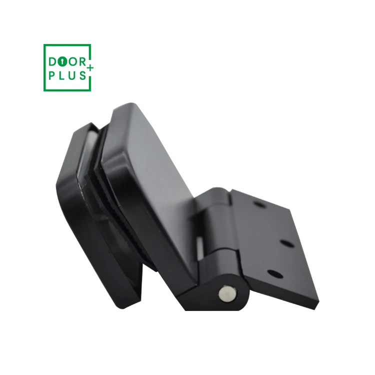 Doorplus Matte Black Aluminum Alloy Hinge Office Glass Door Clamp Glass