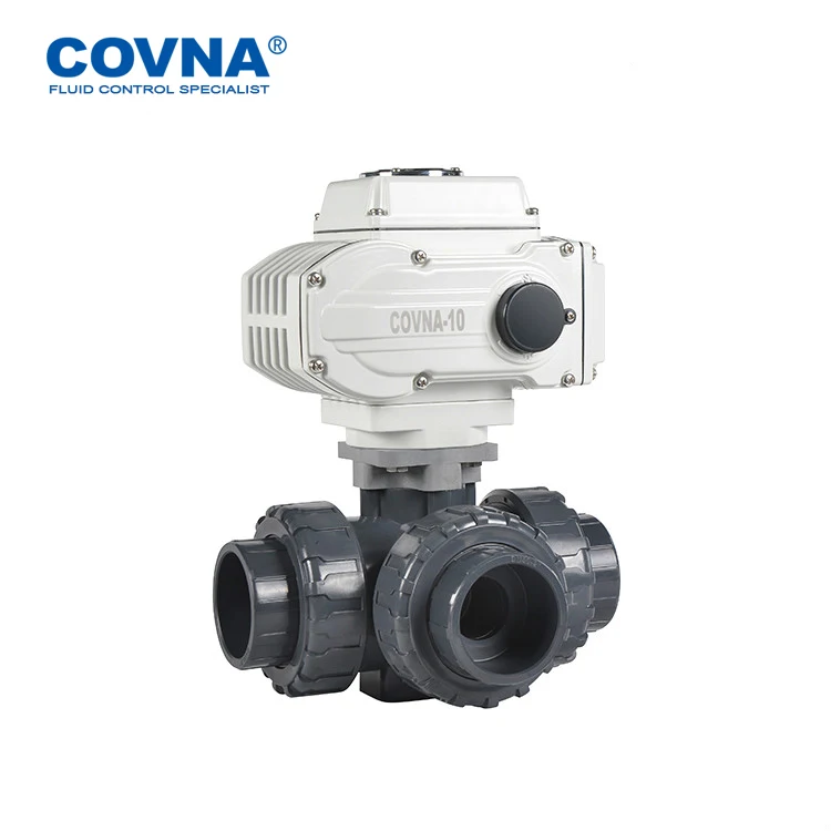 COVNA Urgent Order Motorized Ball Valve UPVC Dn40 DN50 3 Way 24 Volt 220V Thread Electric Control Ball Valve