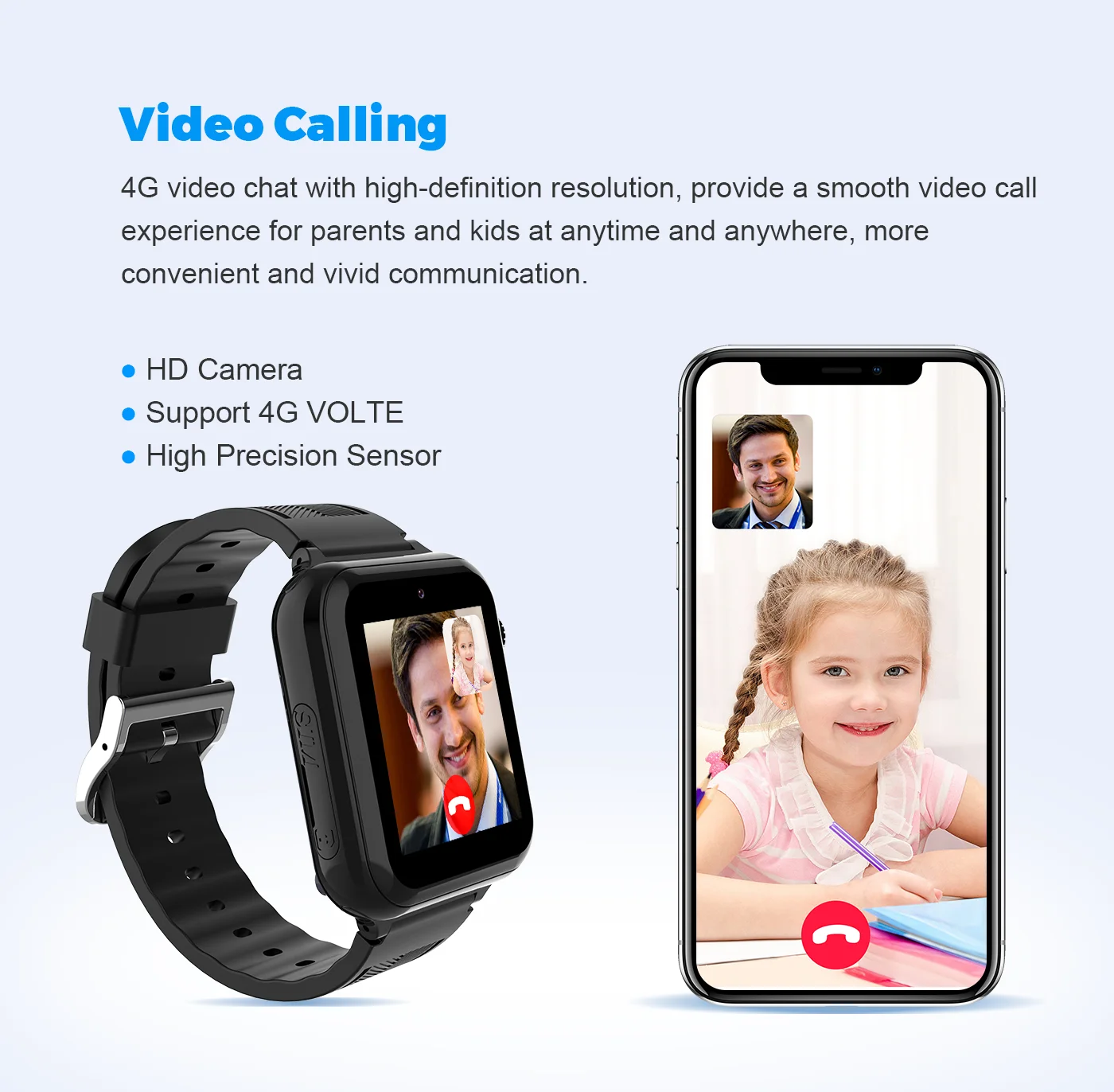 VALDUS 4G HD Video IP67 Waterproof Kid Smart Watches Long Term Battery Life Digital Time Watch A13