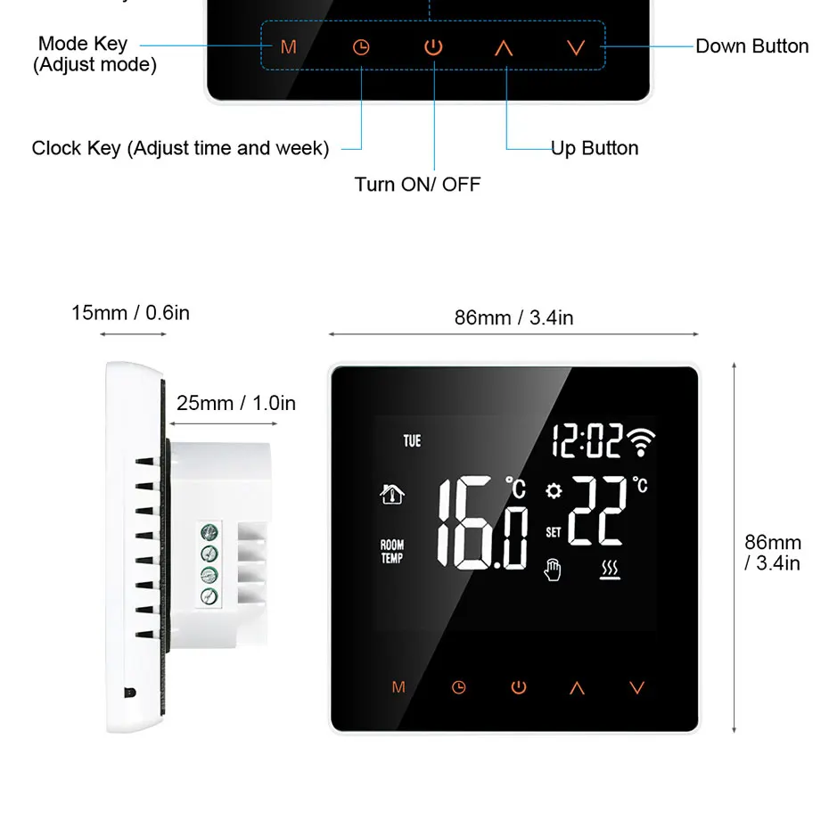 Tuya Smart Home HVAC Central Air Conditioner FCU Water Electric Floor thermostat Smart WiFi Thermostat