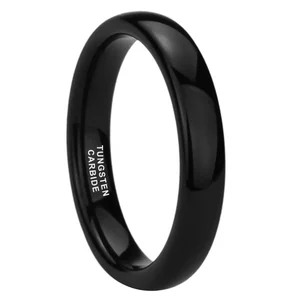 Coolstyle Jewelry Domed Polished 4mm Wholesale Black Tungsten Carbide Ring for Women Men Dropshipping Engagement Wedding Bands