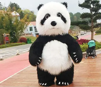 Running Fun long plush 2m/2.6m/3m inflatable panda mascot costume cartoon character cosplay suit for adults