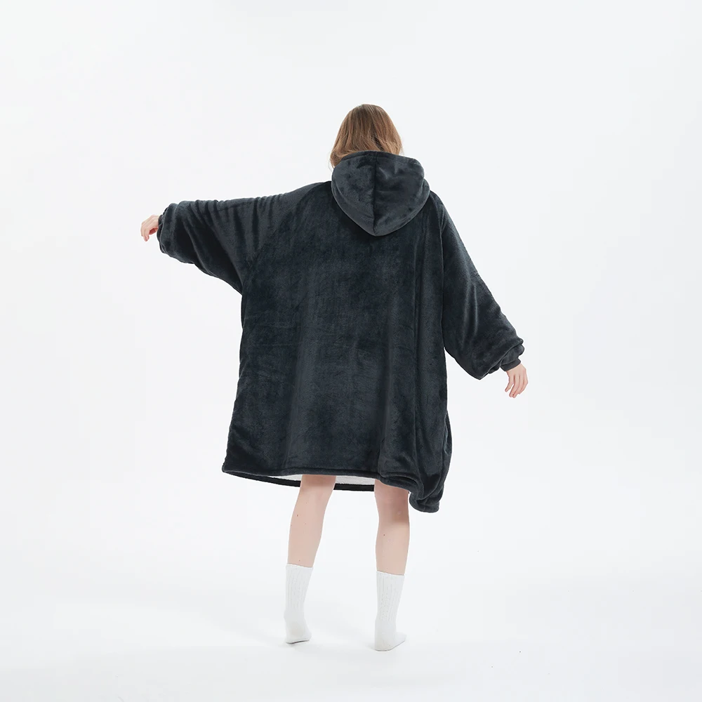 Factory Custom One Size Fits All Printed Christmas Oversized Wearable Giant Hoodie Blanket Sweatshirt Adult Hooded TV Blanket