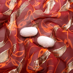 Shiny red gold fabric burnout heavy silk chiffon fabric metallic silk chiffon NO 3