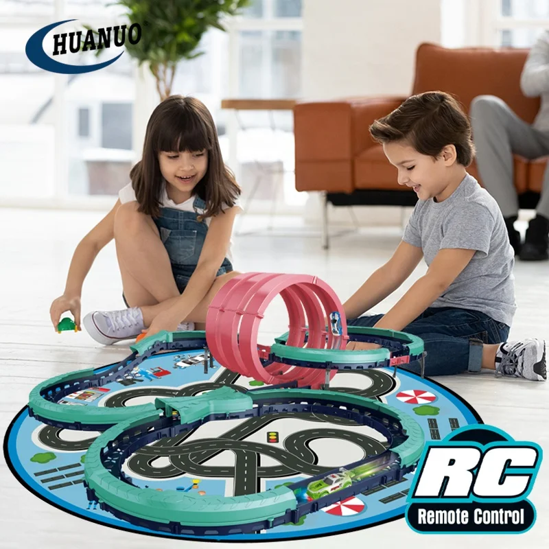 Kids Indoor Educational Remote Control High Speed Race Car Track Toy With  Storage Carpet Mat Slot Toys Rc Track for Boy Gift - Main Image