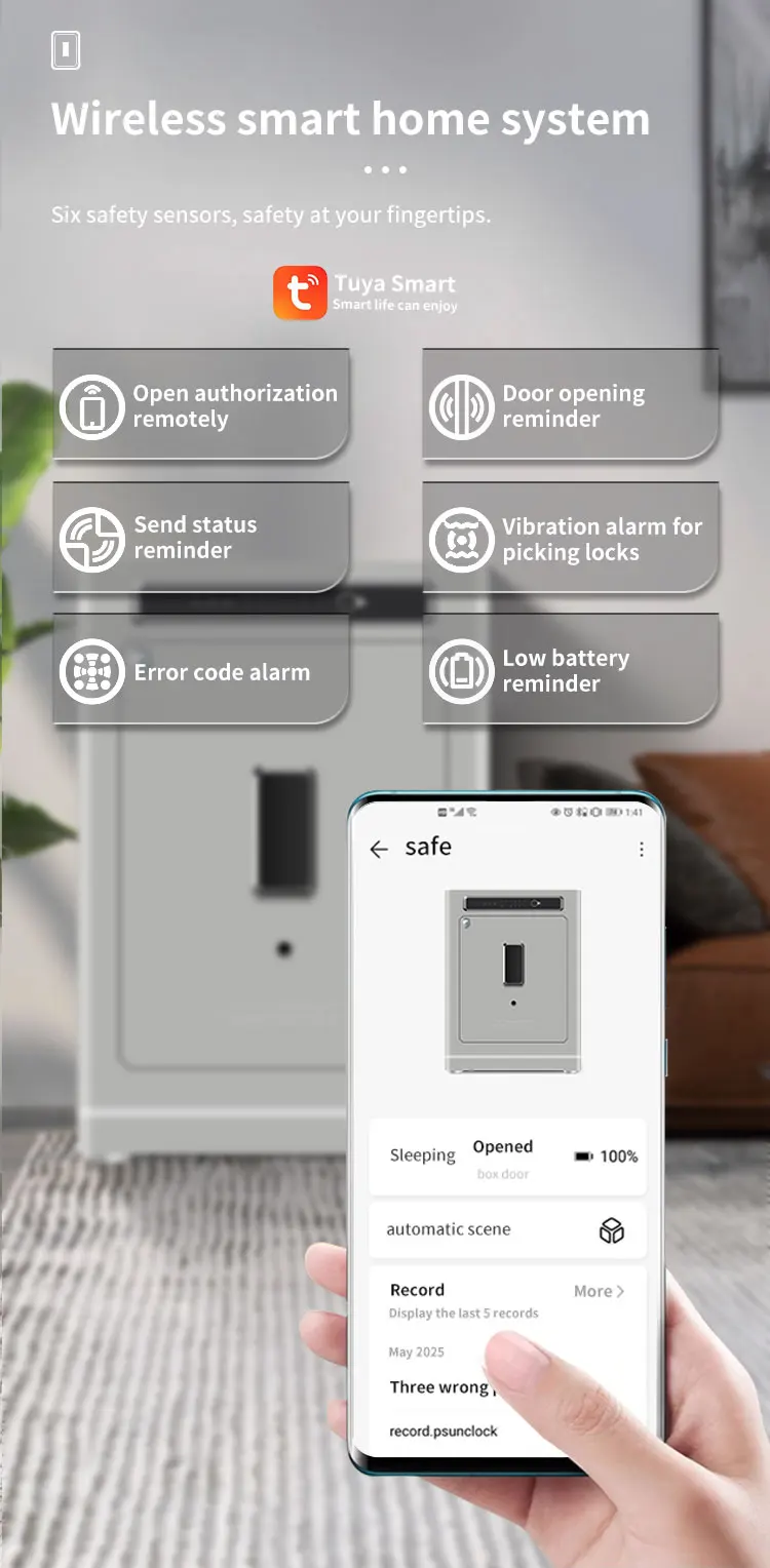 CEQSAFE Factory Customized Tuya APP Remote Opening Home Safe Large High Security Mechanical Code Key Lock Larger Storage Box manufacture