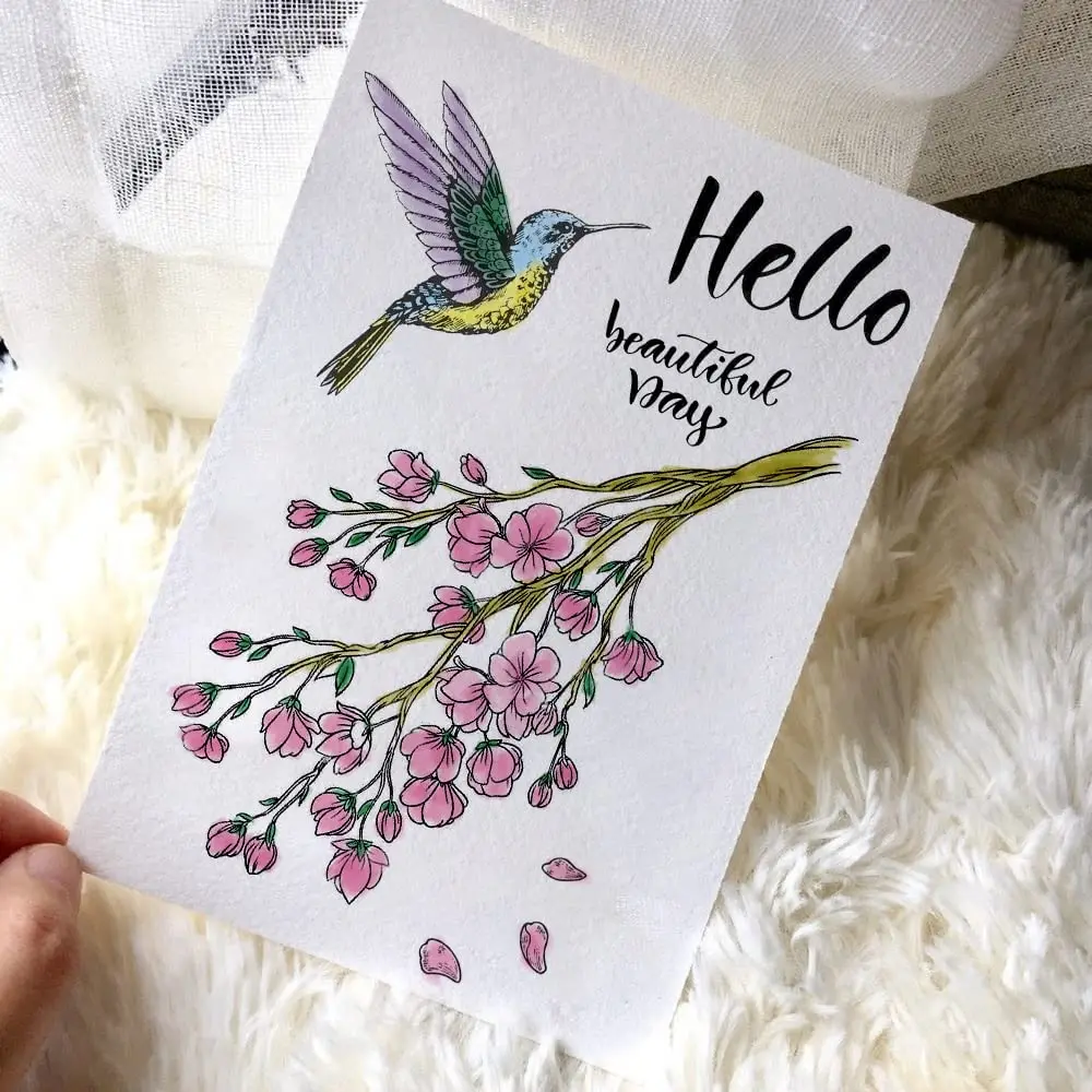 Цветочный фон прозрачные штампы птица прозрачная резина силиконовая печать с чувством слова для изготовления открыток сделай