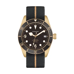 OEM Custom Logo Gold-Plated Stainless Steel Men's Luxury Business Mechanical Watches Analog Automatic Watch with Nylon Strap