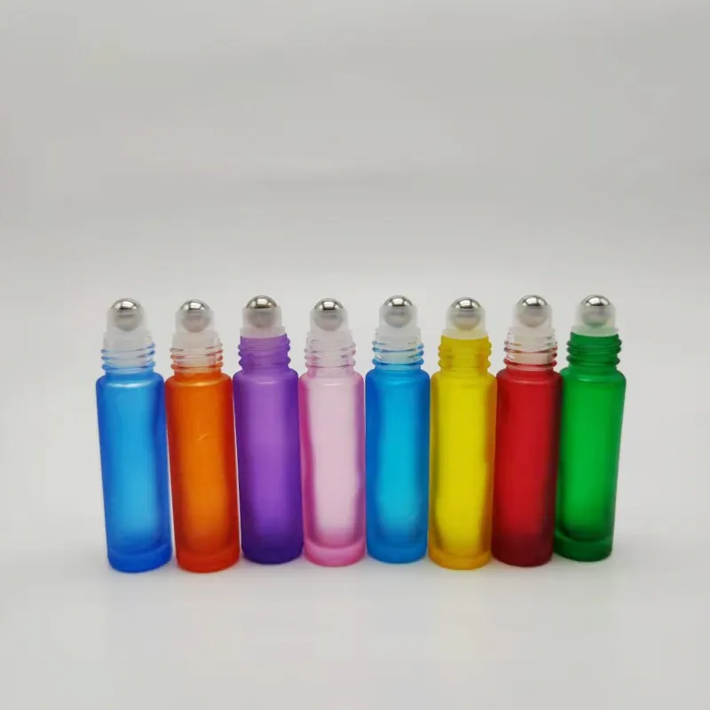 10ml Portable Frosted Glass Roller Roll On Essential Oil Perfume