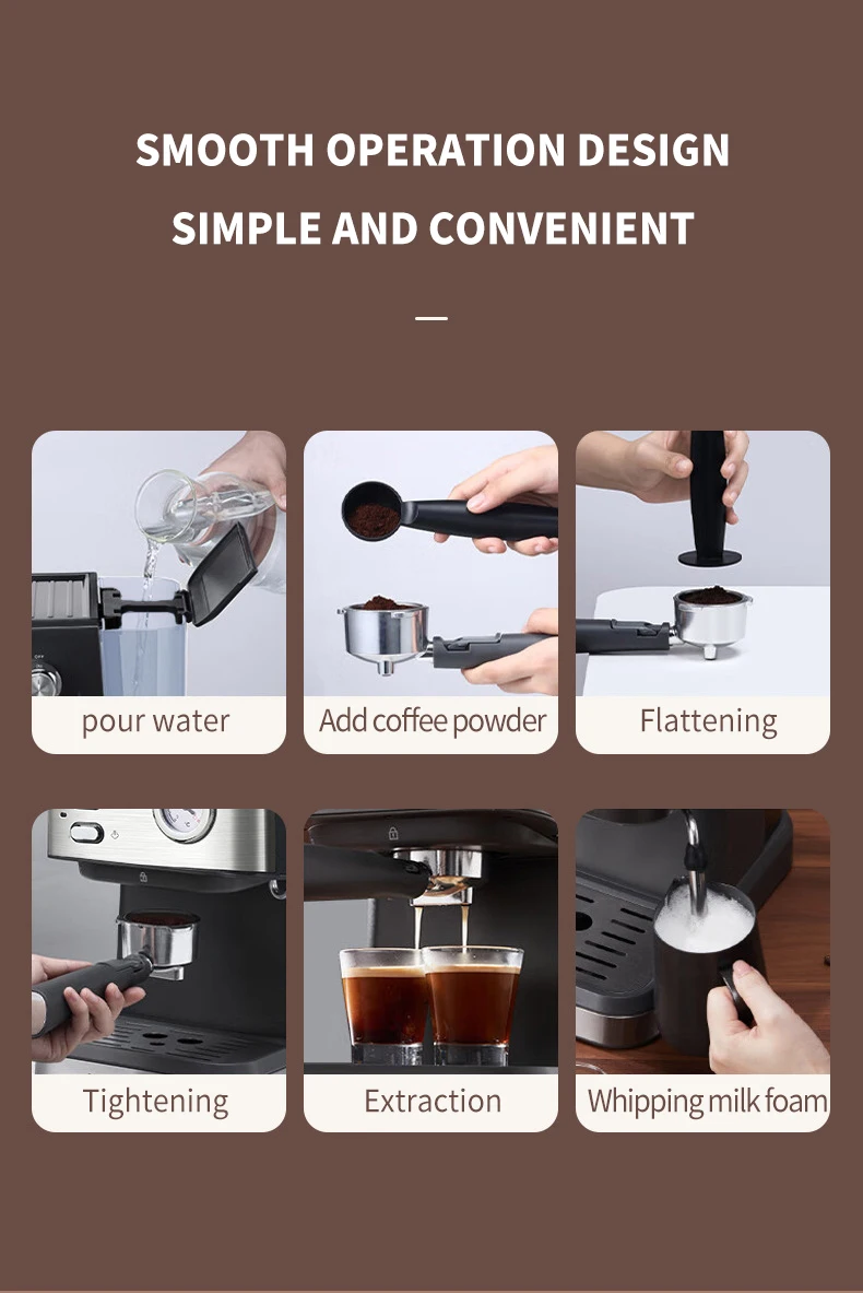 Commercial Multi Functional Italian Office Home Intelligent Large Capacity Pump Extraction Filter Automatic Coffee Machine