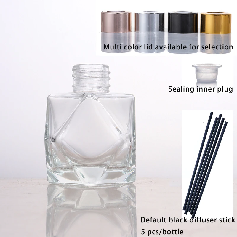 Wholesale 100ml 200ml Refillable Polyhedral Empty Aroma Reed Diffuser Bottle Luxury Packaging with Stick