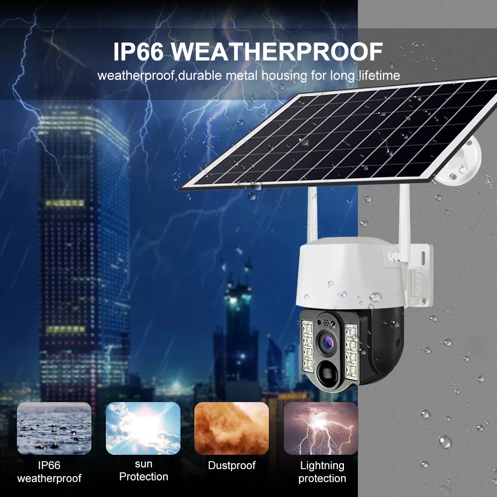 V380 Cctv Solar 4g Camera Ip Ptz Power Solar Panel Outdoor Surveillance