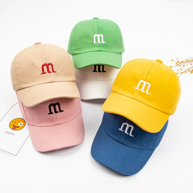 High Quality Autumn Winter Warm Baseball Cap Children's Hat For Lovely Baby Cotton Breathable Kids Hats M Letter Embroidered