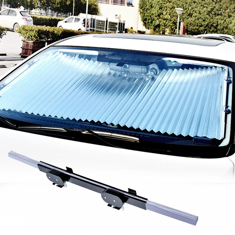Retractable Front Windshield Sunshade Uv Protection Blackout Car Window Curtain