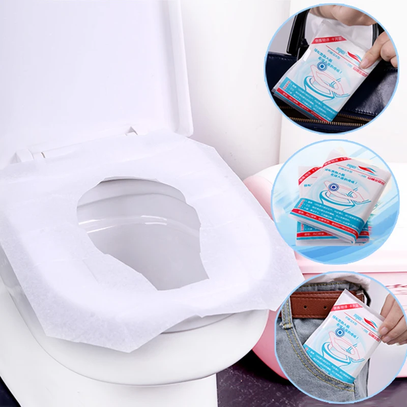 10PCS/1Bag Toilet Seat Covers Portable Travel Disposable Sanitary Waterproof LP 