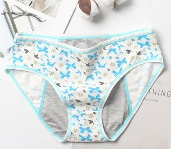 Girl Menstrual Panties Physiological Briefs Floral Lingerie Leakproof  Broadened Female Underwear Big Girl Waterproof Panties