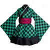 22102 Tanjiro Maid Skirt Short Style B (Main Green) (Kimono Obi Belt with Large Bow)