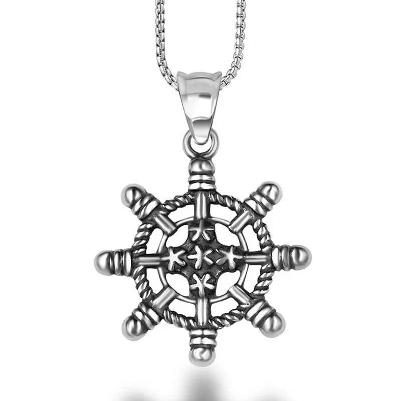 Fashion Marine Ship Wheel Necklace - Stainless Steel Rudder Pendant Fashion Marine Ship Wheel Necklace - Stainless Steel Rudder Pendant