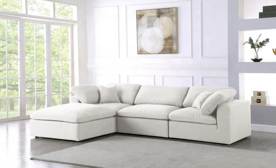 Modular 4-Piece Tufted Wood Sectional Sofa Set Corner Sofa with Chaise Lounge Living Room Furniture
