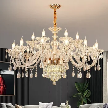 Luxury Crystal Chandelier Living Room Lamp lustres de cristal indoor Lights Crystal Pendants For Chandeliers
