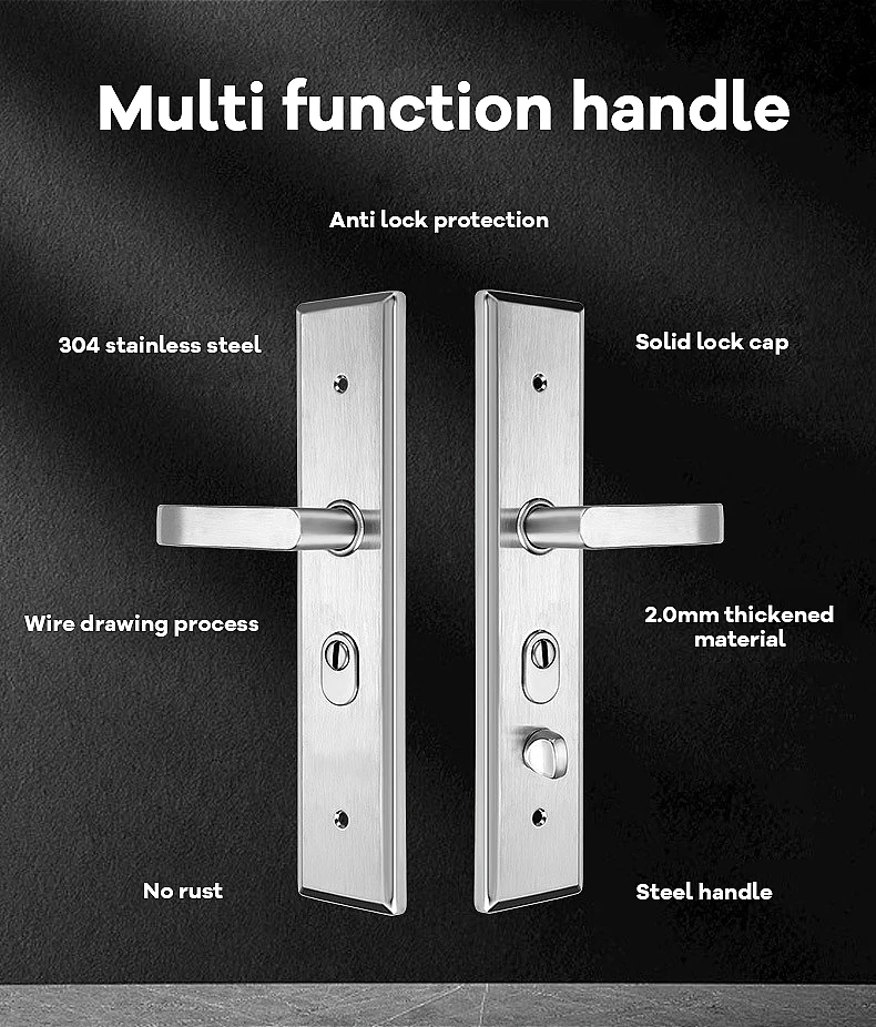 Contemporary Alloy Thick Door Plate Lock Handle 304 Stainless And