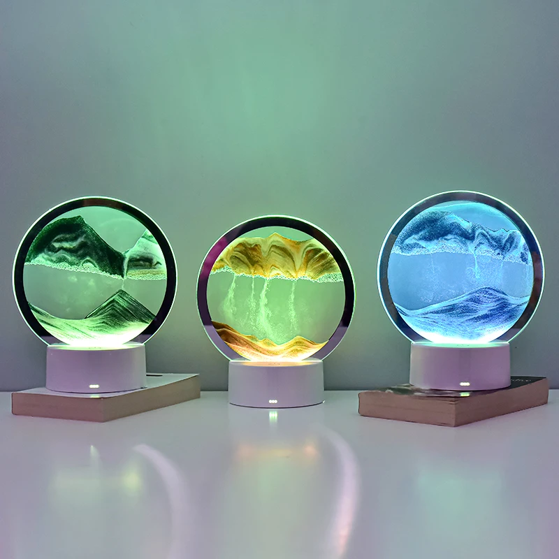 Creative Modern Quicksand Table Lamp 3d Home Decor Living Room Bedside Table Round Art Decorate Light