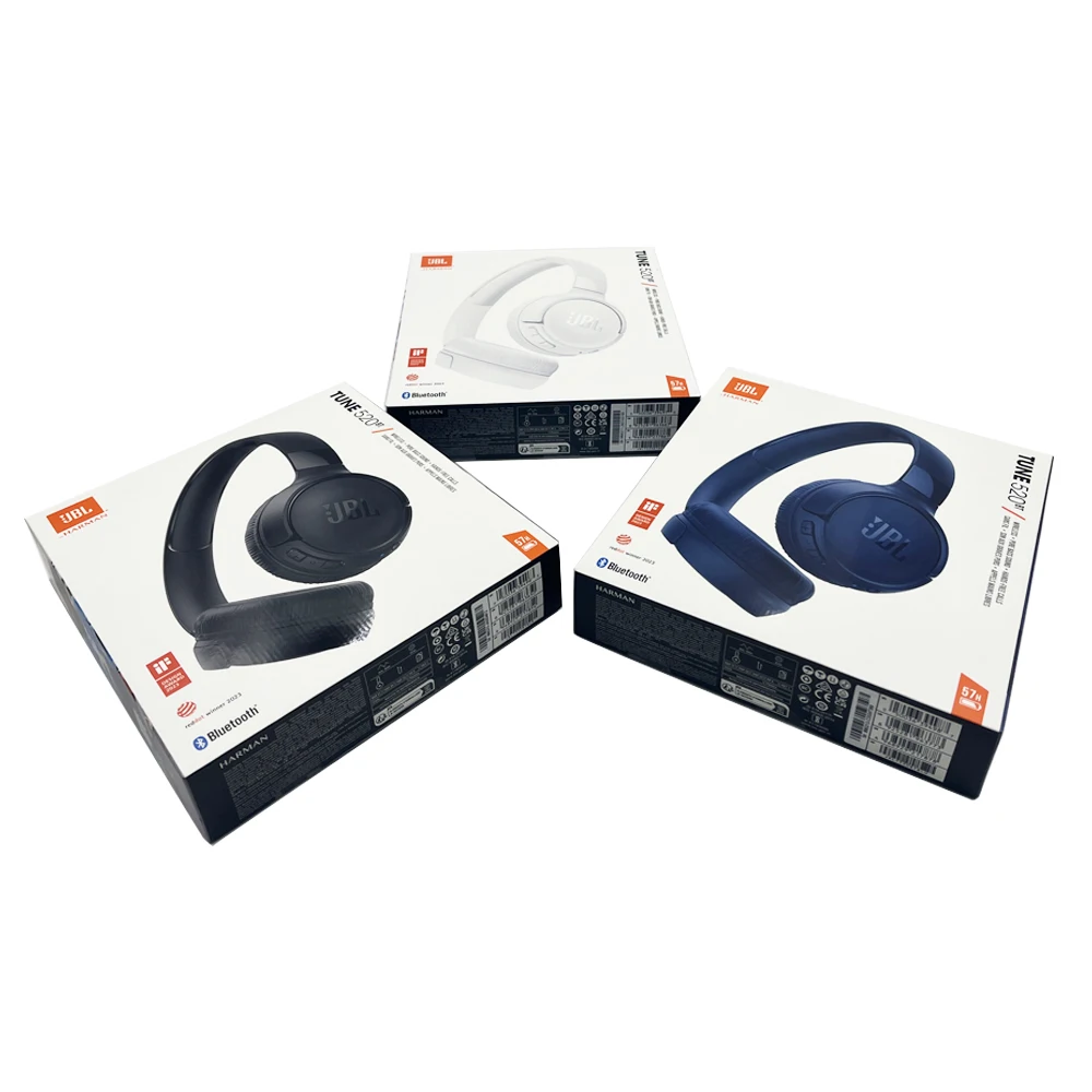 JBL Tune 520BT Wireless On-Ear Headphones for Bluetooth 5.3 Deep Bass Foldable Headset Mic LED Battery Hands-Free Support AP