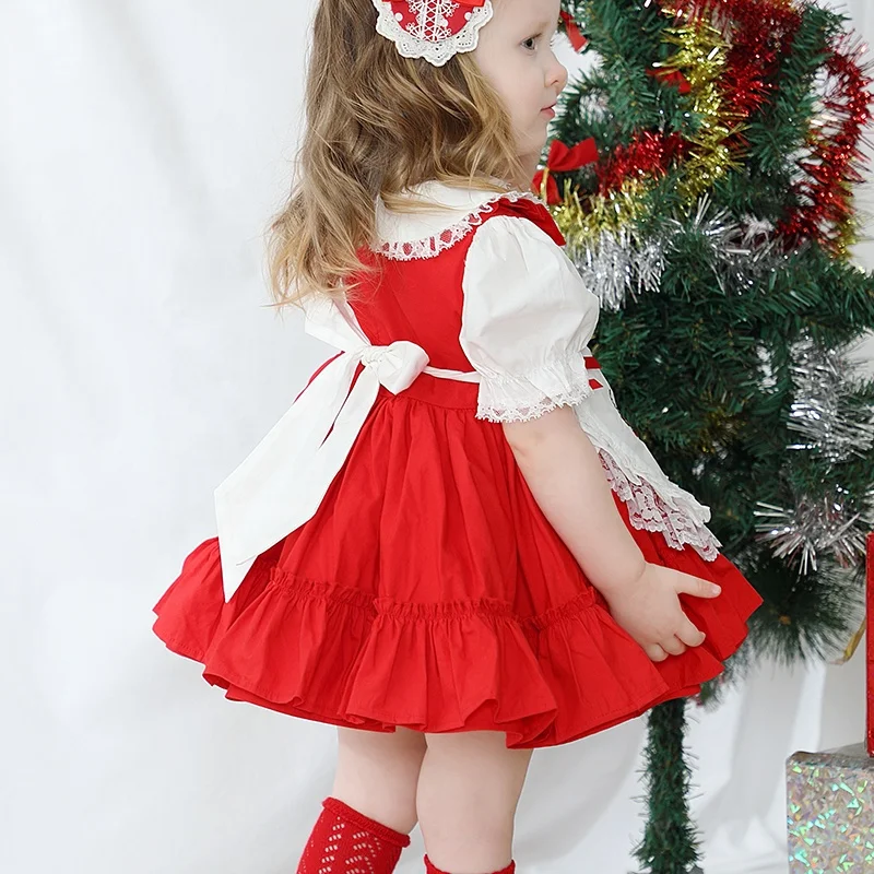 Kids Casual Floral Embroidery Vintage Spanish Dress Summer Christmas Baby  Girls Dress