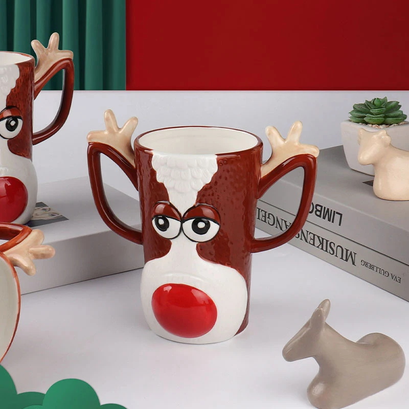 Rudolph Reindeer 3 D Mug Cup Christmas Coffee Tea Ceramic