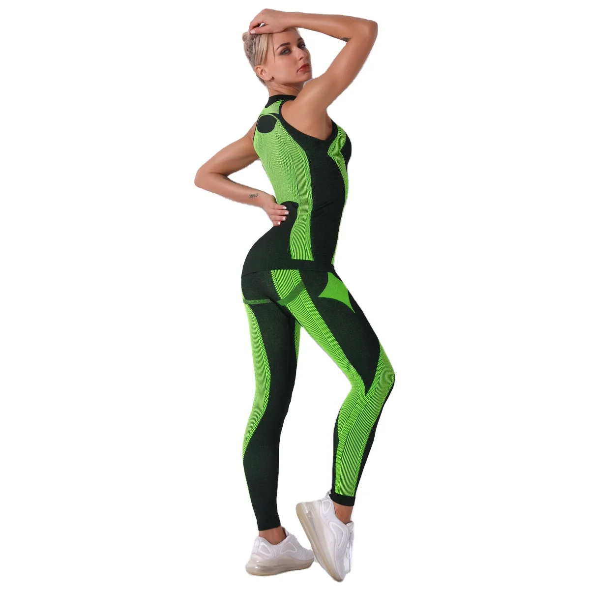 2PCS/Set Women Tracksuit Sports Wear Sleeveless Vest Pants Yoga Gym Sport Suit