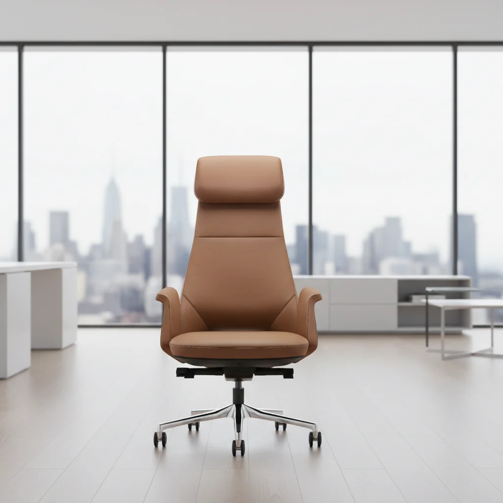 High-end Modern Leather Ergonomic Executive Chair with Adjustable Height Aluminium Base 2