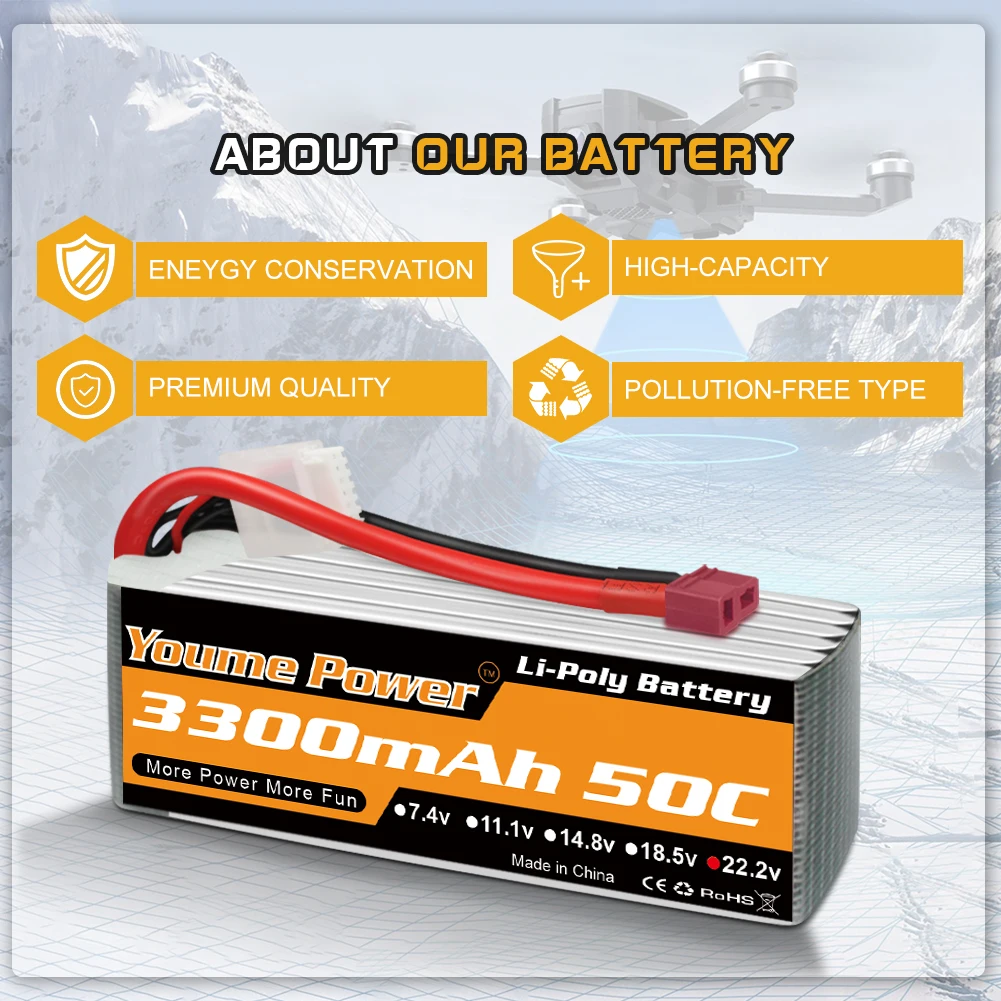 Model aircraft batteries 2-6s 5200mah 7.4V/11.1V/14.8V/18.5V/22.2V with T/TR/XT60/XT90/EC5 plugs details