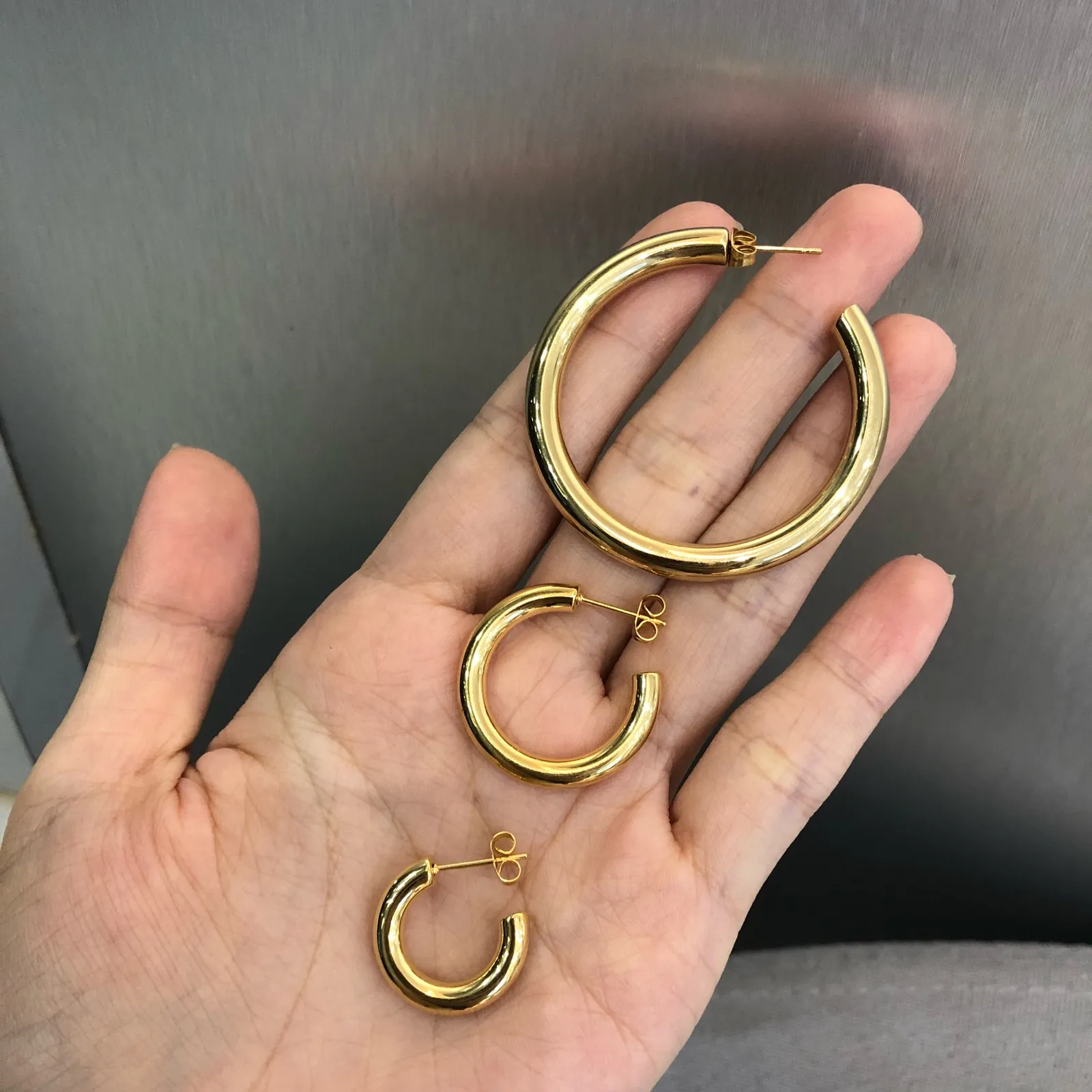 Gold Plated Stainless Steel Hoop Earring Stainless Steel Earring Hoop