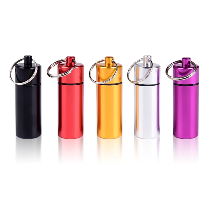 Portable Aluminum Waterproof Earplugs Keychain Container Pill Storage