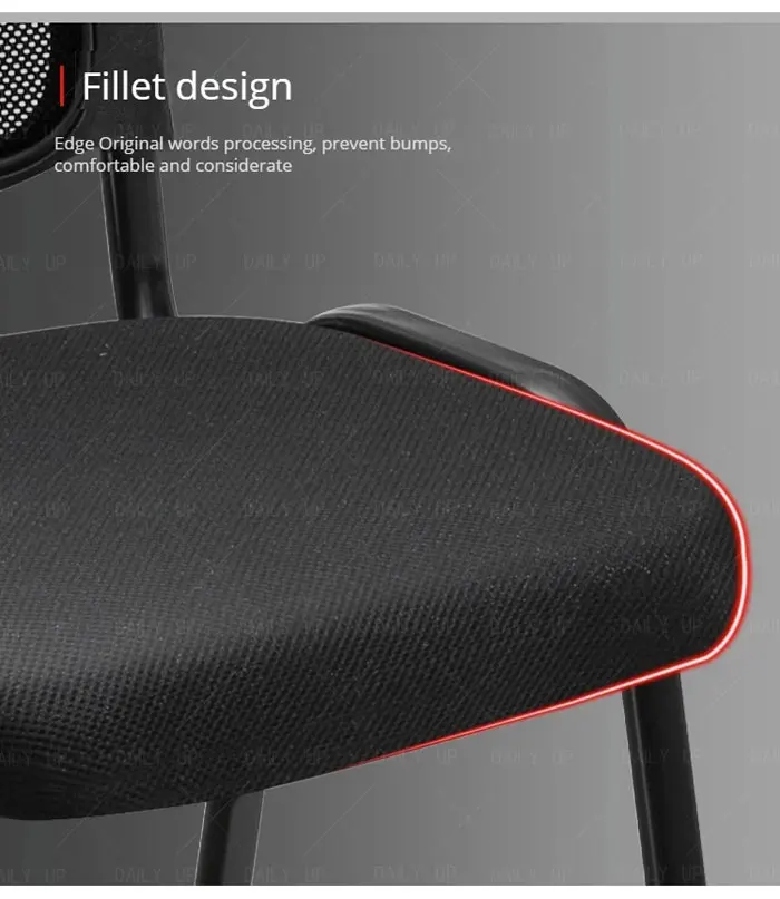 Stackable Upholstered Mesh Office Chair Ergonomic Padded Conference Chair With Breathable Backrest Thickened Sponge Cushion