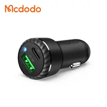 Mcdodo 597 36W Dual-Port Fast Charging PD USB C + USB Car Charger LED 12/24V QC3.0 20W 18W Power Phone Tablet Charger in Car