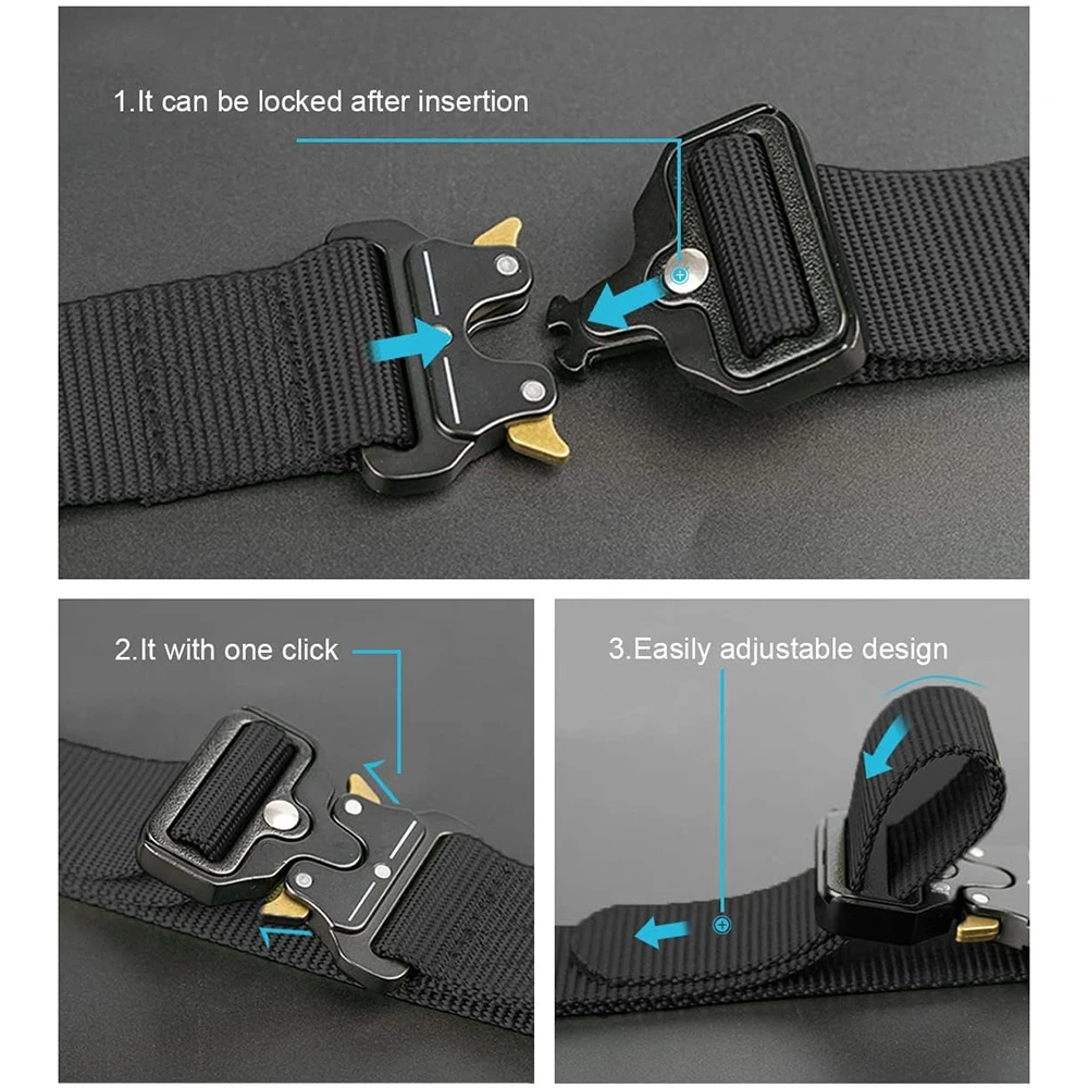 High Quality Adjustable Training Men Tactical Belt Work Belts Nylon Web Tactical Belt with Automatic Slide Buckle