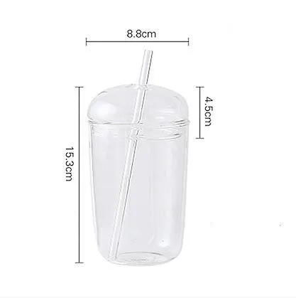 Wholesale household high borosilicate transparent glass straw water cup student lemon juice cup office Cup details