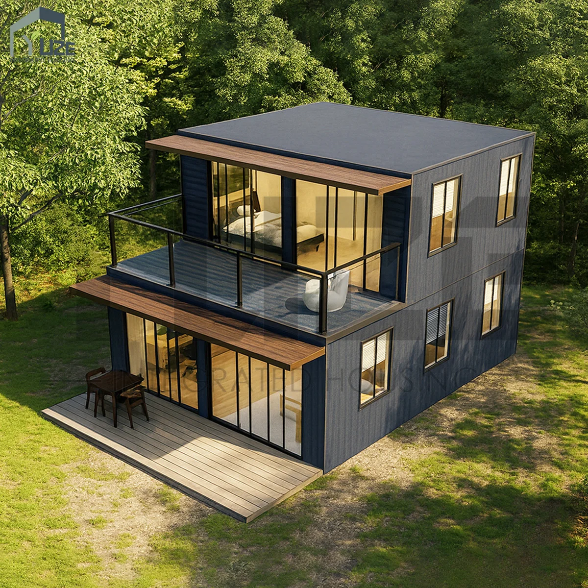 Luxury Prefabricated Steel Structure Hurricane Resistant 2 Story Residential Living Container House with Kitchen and Bathroom