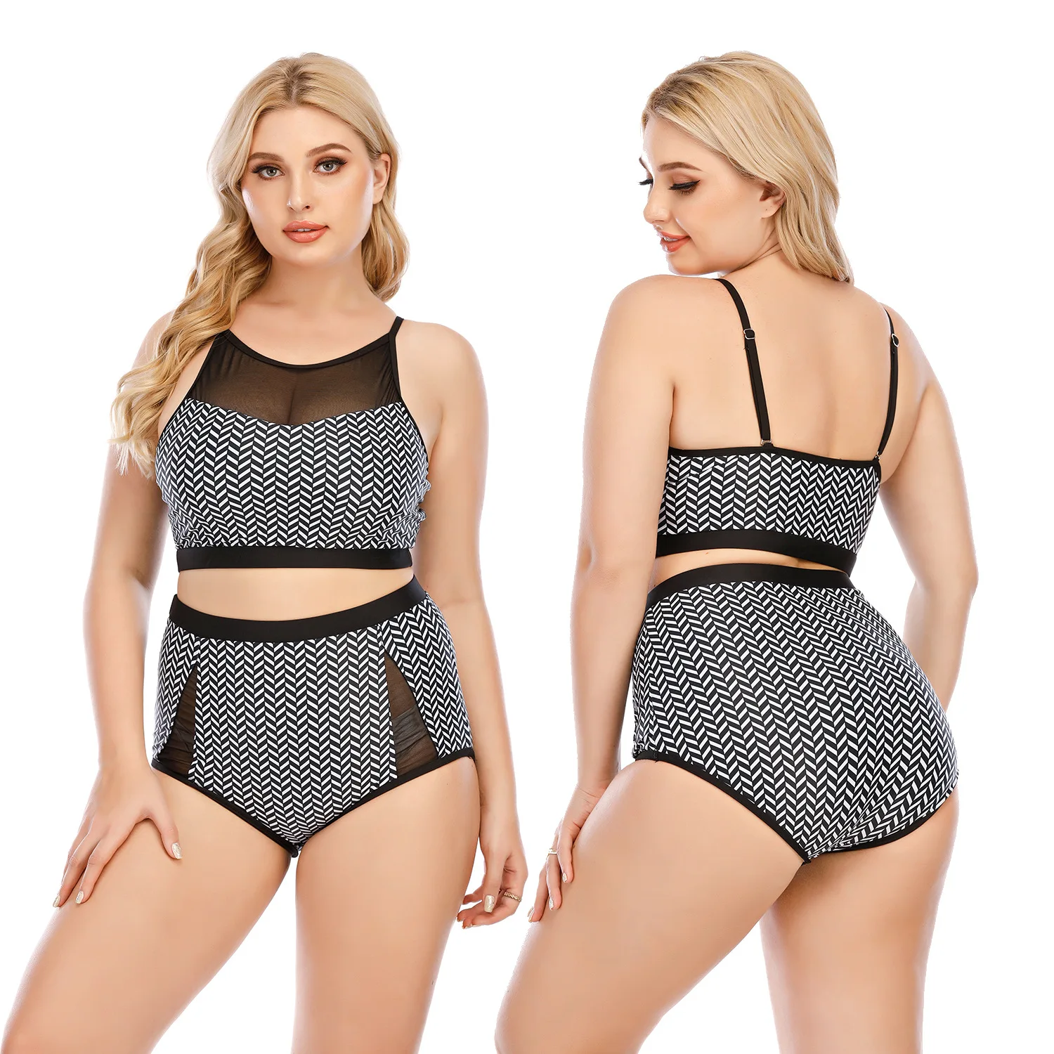 Factory Custom OEM Recycled Fabric Tube Top Plus Size Bikini Plastic Ring Decorate Bandeau Swimsuit Custom Swimwear for Women