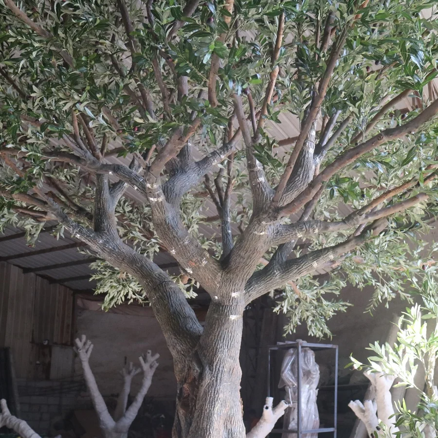 Large Modern Faux Olive Tree, Weather Resistant Artificial Tree, Indoor Outdoor Commercial Centerpiece Decor for Hotel