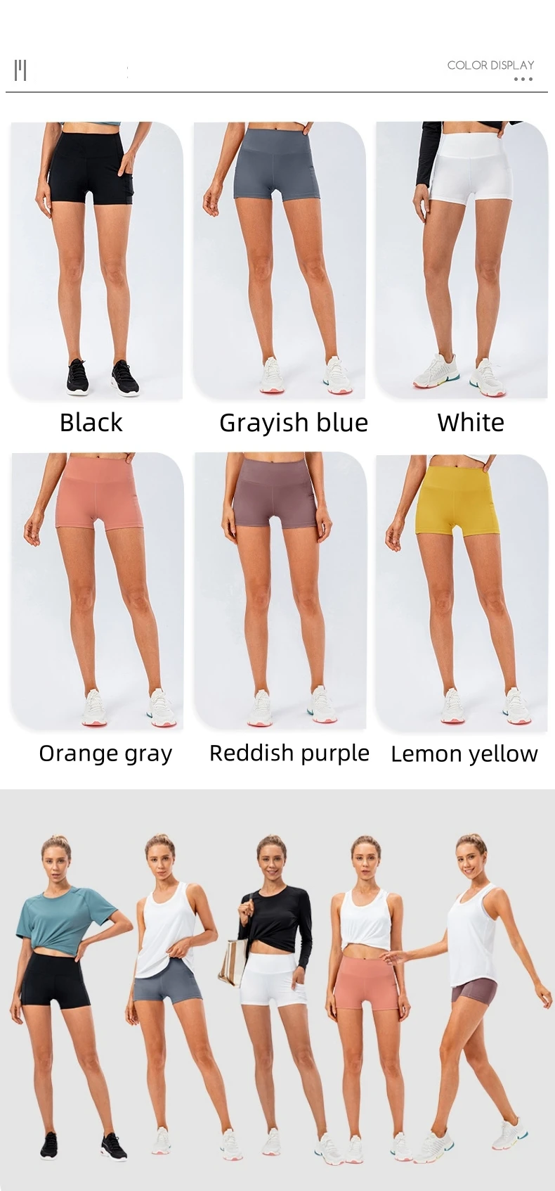 Women's High Waist Spandex Tennis Clothes Running  Sports Gym Bike Active Wear Solid Pattern Adult Size Yoga Shorts Leggings details